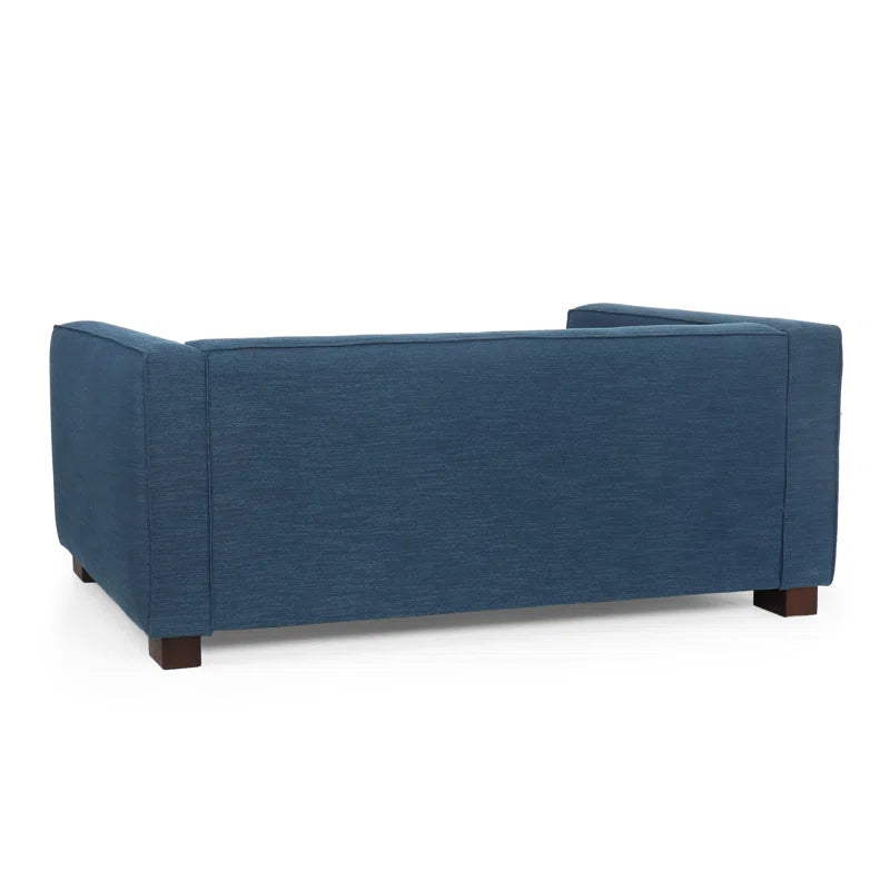 THE CASA ORO® 74'' Upholstered Loveseat Modern Style Office Sofa Solid and Wood Frame(Navy Blue Polyester)