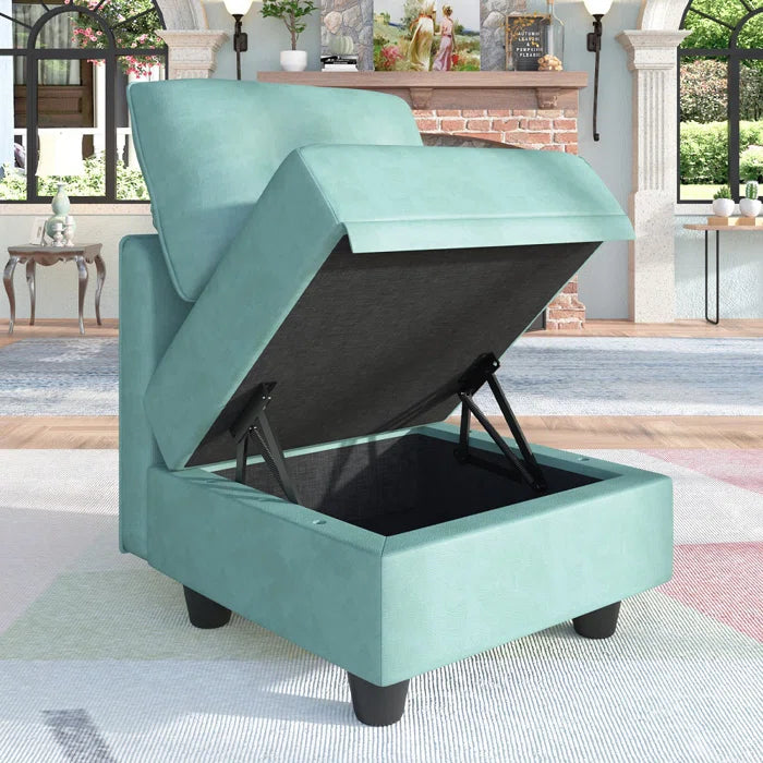 U-Shape Sectional Sofa: 14 - Piece Upholstered Sectional Sofa(Teal Green Faux Leather)