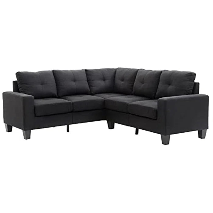 L-Shape Sectional Sofa: 14 - Piece Upholstered Sectional(Black)