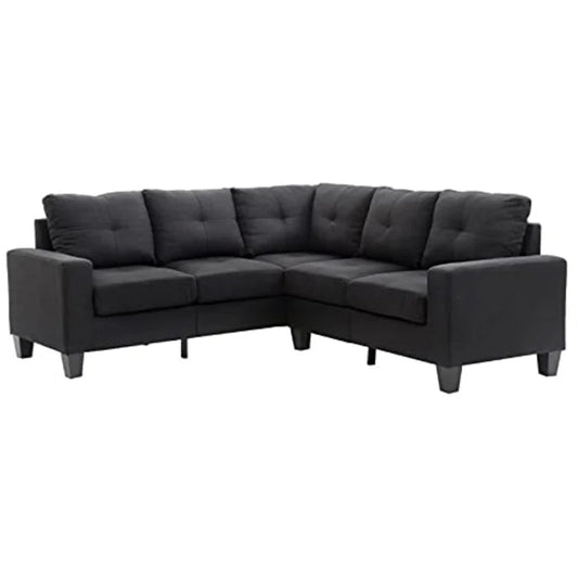 L-Shape Sectional Sofa: 14 - Piece Upholstered Sectional(Black)