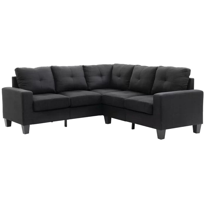 L-Shape Sectional Sofa: 14 - Piece Upholstered Sectional(Black)