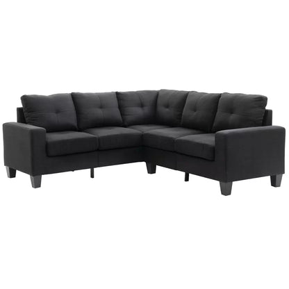 L-Shape Sectional Sofa: 14 - Piece Upholstered Sectional(Black)