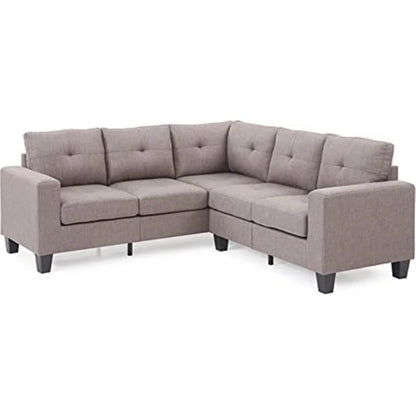 L-Shape Sectional Sofa: 14 - Piece Upholstered Sectional(Light Gray)