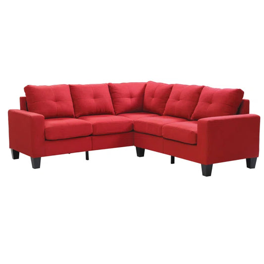 L-Shape Sectional Sofa: 14 - Piece Upholstered Sectional(Red)