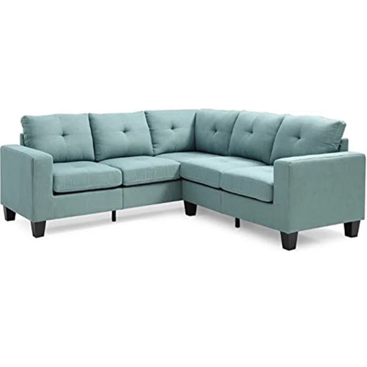 L-Shape Sectional Sofa: 14 - Piece Upholstered Sectional(Teal Twill)