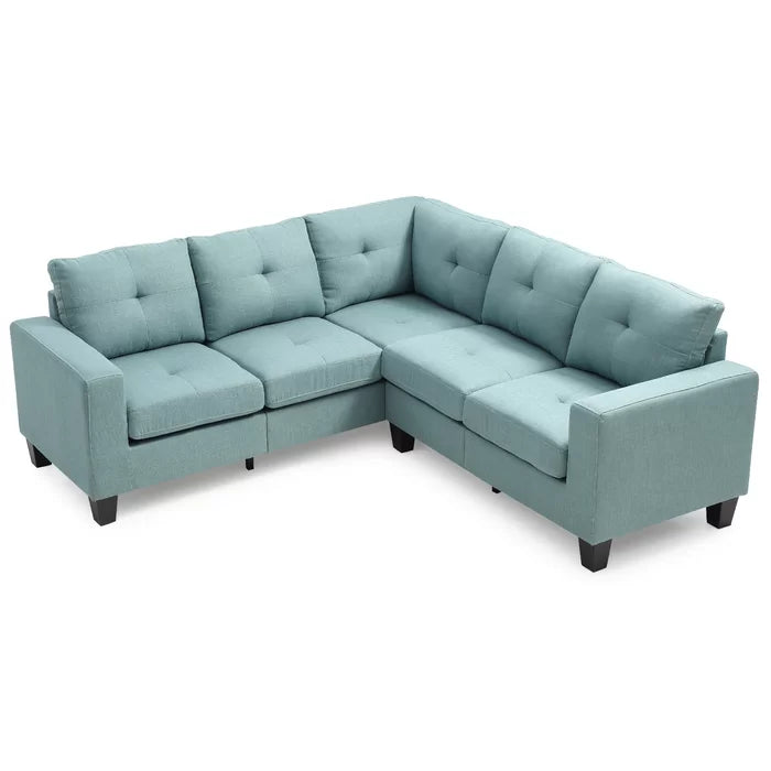 L-Shape Sectional Sofa: 14 - Piece Upholstered Sectional(Teal Twill)