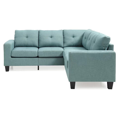 L-Shape Sectional Sofa: 14 - Piece Upholstered Sectional(Teal Twill)