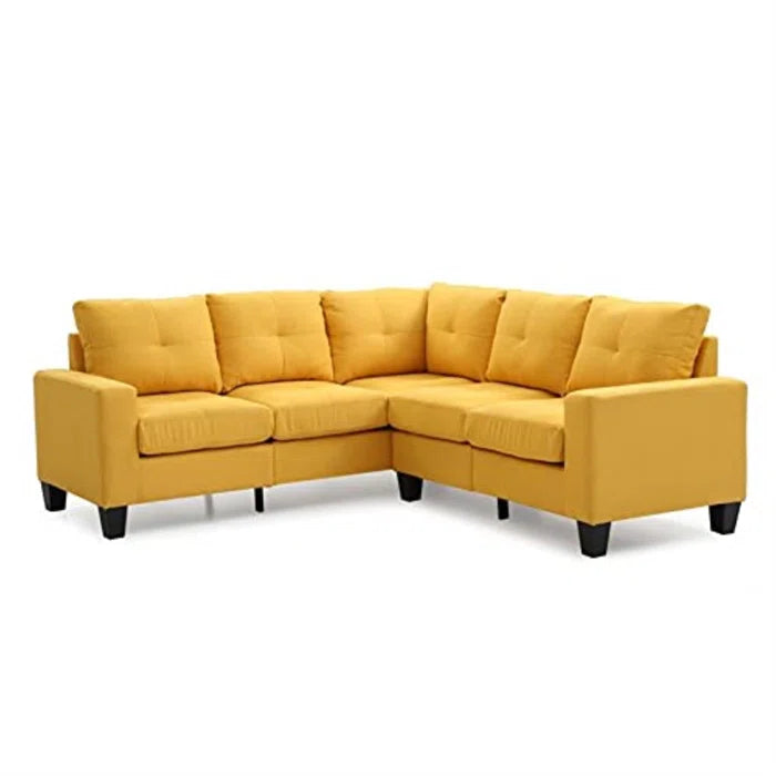 L-Shape Sectional Sofa: 14 - Piece Upholstered Sectional(Yellow)