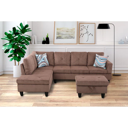 L-Shape Sectional Sofa: 2 - Piece Upholstered Sectional with Chaise(Brown Microfiber/Microsuede)