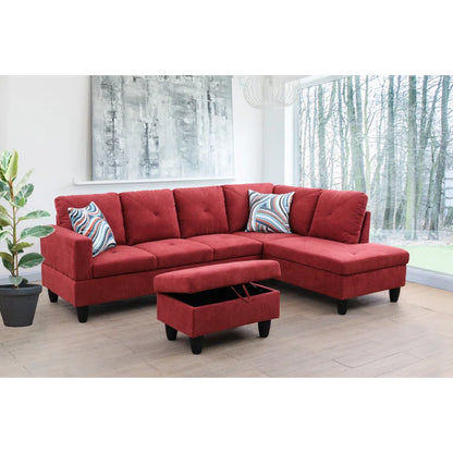 L-Shape Sectional Sofa: 2 - Piece Upholstered Sectional with Chaise(Burgundy Microfiber/Microsuede)