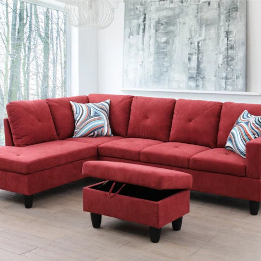 L-Shape Sectional Sofa: 2 - Piece Upholstered Sectional with Chaise(Night Lake Blue Velvet)