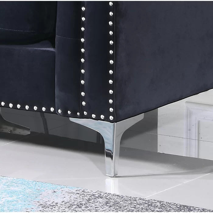 L- Shape Sectional Sofa: 2-Piece Velvet Sectional Sofa & Chaise(Black)