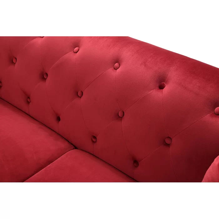 L- Shape Sectional Sofa: 2-Piece Velvet Sectional Sofa & Chaise(Burgandy)