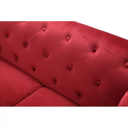 L- Shape Sectional Sofa: 2-Piece Velvet Sectional Sofa & Chaise(Burgandy)