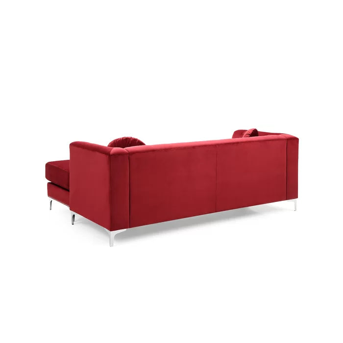 L- Shape Sectional Sofa: 2-Piece Velvet Sectional Sofa & Chaise(Burgandy)
