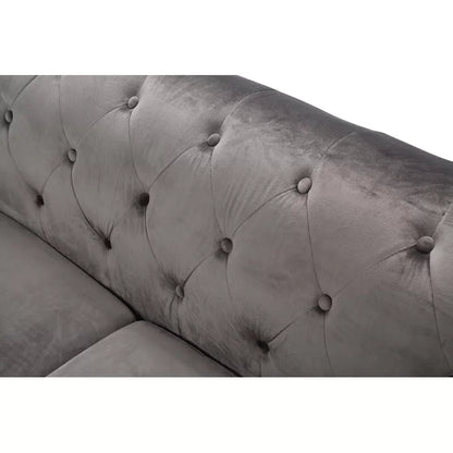 L- Shape Sectional Sofa: 2-Piece Velvet Sectional Sofa & Chaise(Gray)