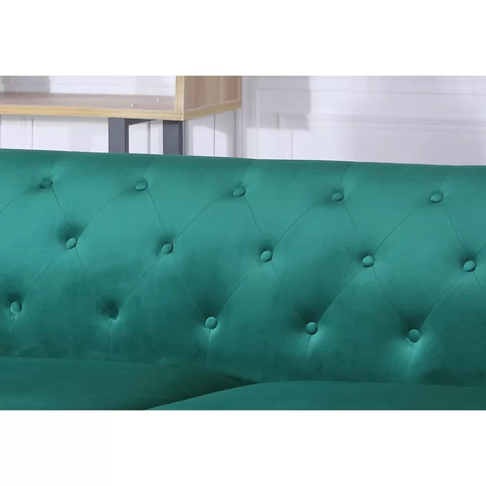 L- Shape Sectional Sofa: 2-Piece Velvet Sectional Sofa & Chaise(Green)