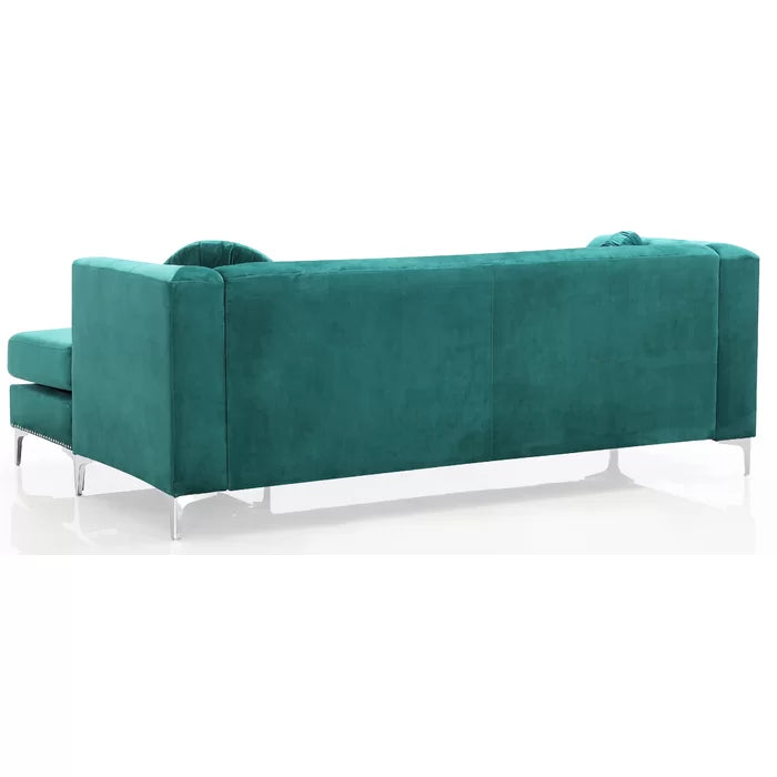 L- Shape Sectional Sofa: 2-Piece Velvet Sectional Sofa & Chaise(Green)