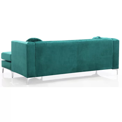 L- Shape Sectional Sofa: 2-Piece Velvet Sectional Sofa & Chaise(Green)