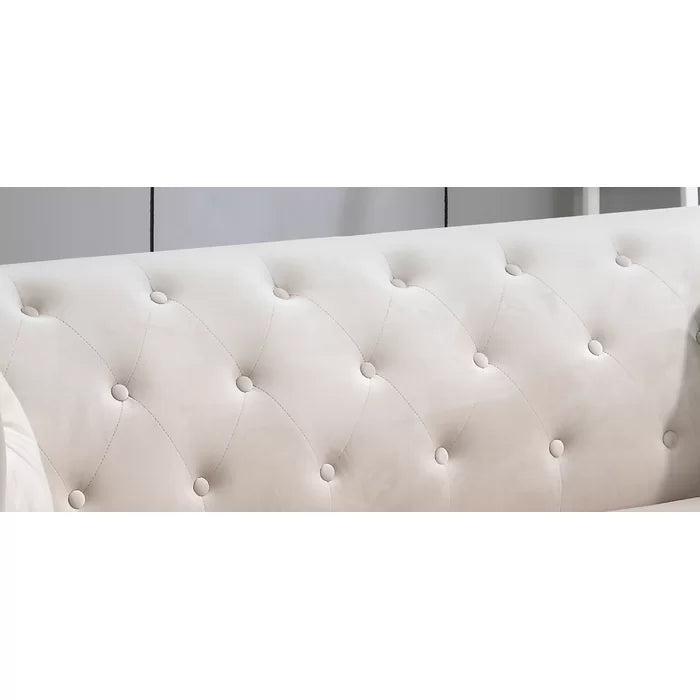 L- Shape Sectional Sofa: 2-Piece Velvet Sectional Sofa & Chaise(Ivory)