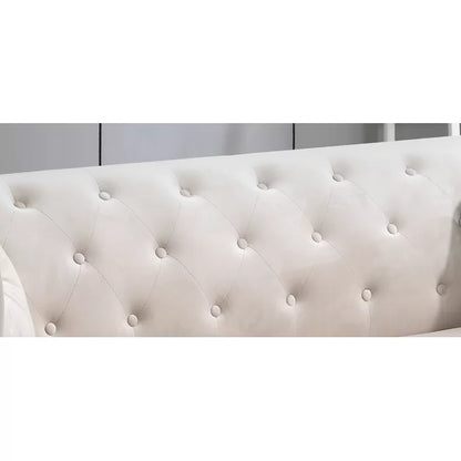 L- Shape Sectional Sofa: 2-Piece Velvet Sectional Sofa & Chaise(Ivory)