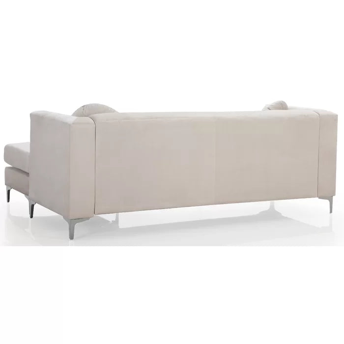 L- Shape Sectional Sofa: 2-Piece Velvet Sectional Sofa & Chaise(Ivory)