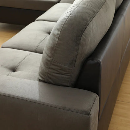 L-Shape Sectional Sofa: 2 - Piece Velvet Sectional Sofa & Chaise(Taupe Velvet)