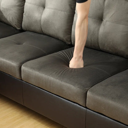 L-Shape Sectional Sofa: 2 - Piece Velvet Sectional Sofa & Chaise(Taupe Velvet)