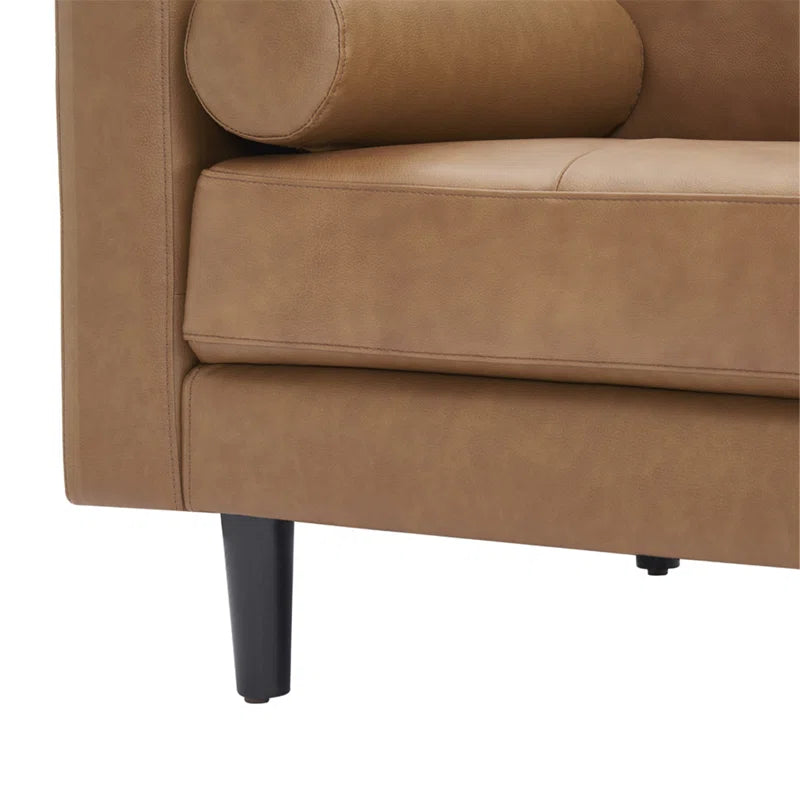 THE CASA ORO® Designer Sofa Set: 2 Piece Living Room Sets Genuine Leather Modern Couch Set with Loveseat and Accent Chair(Brown Genuine Leather)