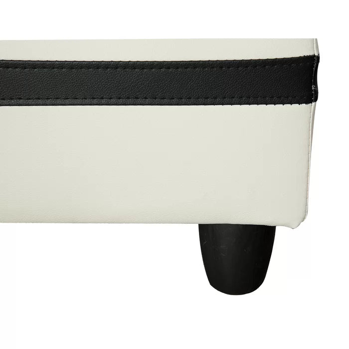 L-Shape Sectional Sofa: 3 - Piece Faux Leather Sectional(Off White/Black)