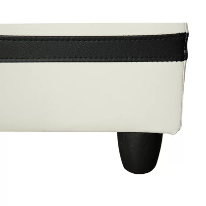 L-Shape Sectional Sofa: 3 - Piece Faux Leather Sectional(Off White/Black)