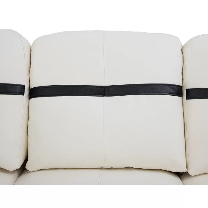 L-Shape Sectional Sofa: 3 - Piece Faux Leather Sectional(Off White/Black)
