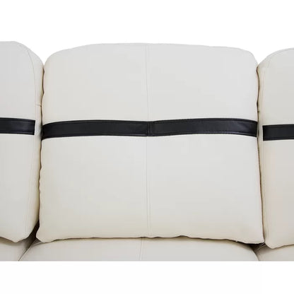 L-Shape Sectional Sofa: 3 - Piece Faux Leather Sectional(Off White/Black)