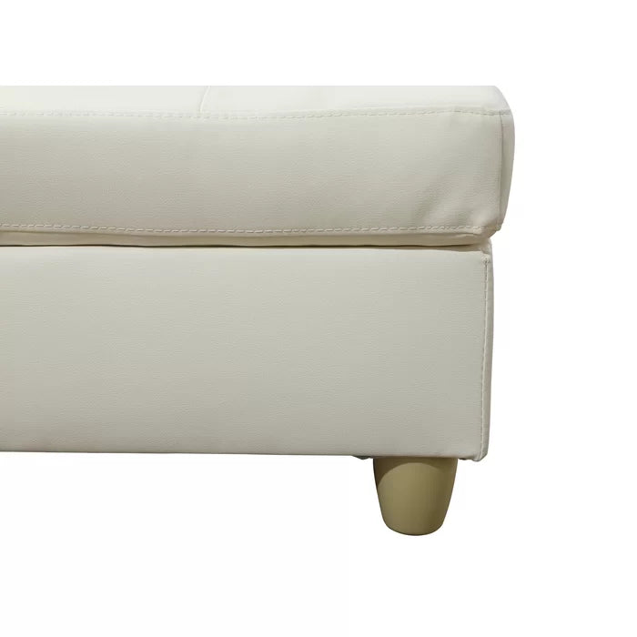 L-Shape Sectional Sofa: 3 - Piece Faux Leather Sectional(Off White)