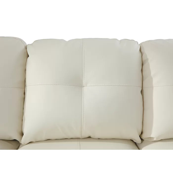 L-Shape Sectional Sofa: 3 - Piece Faux Leather Sectional(Off White)