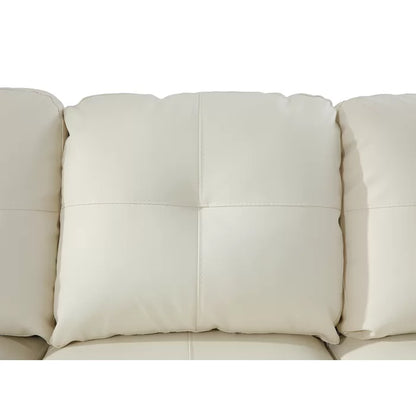 L-Shape Sectional Sofa: 3 - Piece Faux Leather Sectional(Off White)
