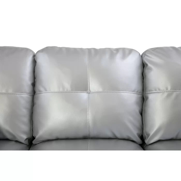L-Shape Sectional Sofa: 3 - Piece Faux Leather Sectional(Shining Gray)