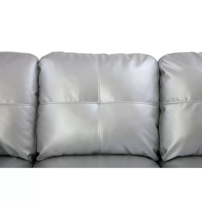 L-Shape Sectional Sofa: 3 - Piece Faux Leather Sectional(Shining Gray)