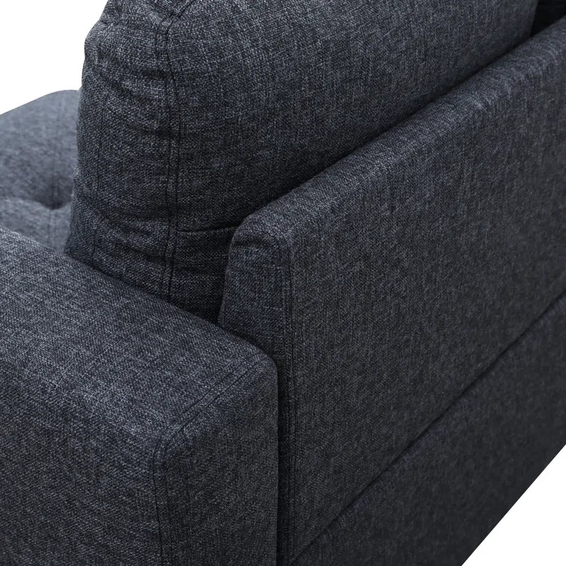 L-Shape Sectional Sofa: 3 - Piece L- Shaped Upholstered Living Room Sectional Sofa(Black Linen)