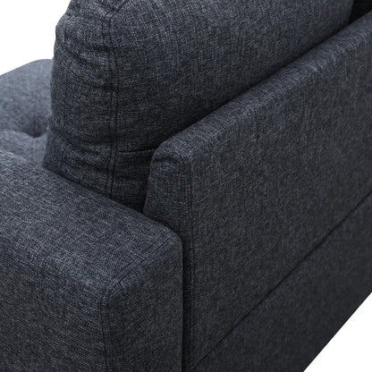 L-Shape Sectional Sofa: 3 - Piece L- Shaped Upholstered Living Room Sectional Sofa(Black Linen)