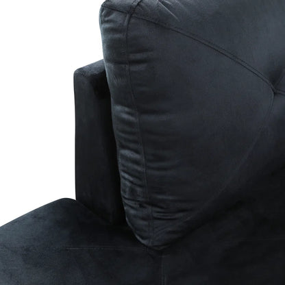 L-Shape Sectional Sofa: 3 - Piece L- Shaped Upholstered Living Room Sectional Sofa(Black Microfiber/Microsuede)