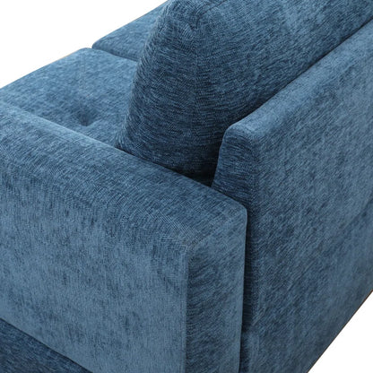 L-Shape Sectional Sofa: 3 - Piece L- Shaped Upholstered Living Room Sectional Sofa(Blue Polyester Blend)