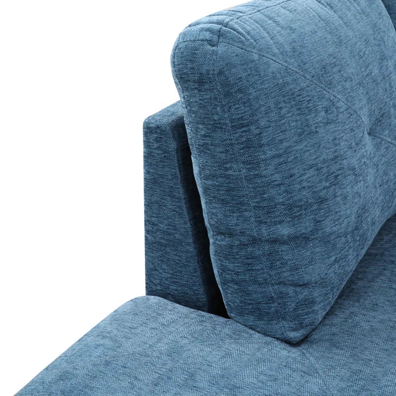 L-Shape Sectional Sofa: 3 - Piece L- Shaped Upholstered Living Room Sectional Sofa(Blue Polyester Blend)