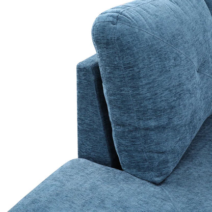 L-Shape Sectional Sofa: 3 - Piece L- Shaped Upholstered Living Room Sectional Sofa(Blue Polyester Blend)