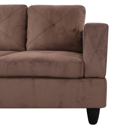 L-Shape Sectional Sofa: 3 - Piece L- Shaped Upholstered Living Room Sectional Sofa(Brown Corduroy)