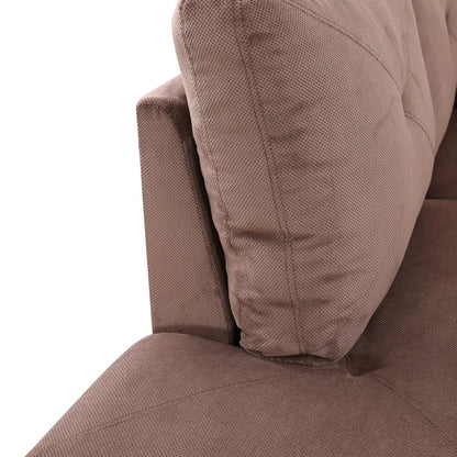 L-Shape Sectional Sofa: 3 - Piece L- Shaped Upholstered Living Room Sectional Sofa(Brown Corduroy)