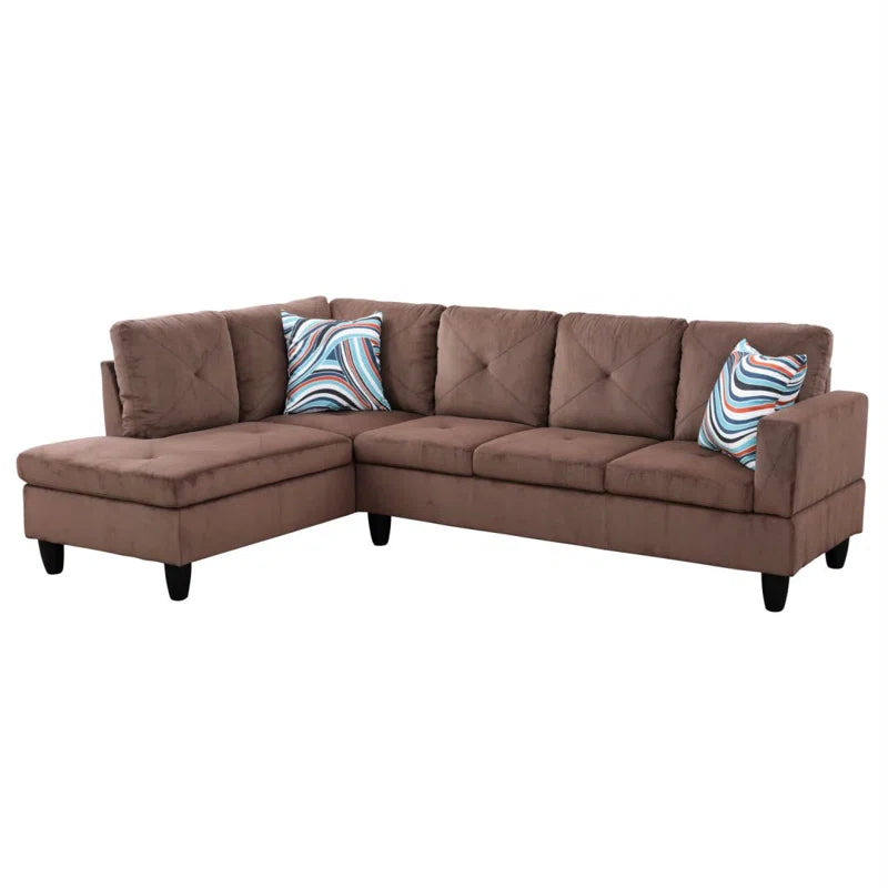L-Shape Sectional Sofa: 3 - Piece L- Shaped Upholstered Living Room Sectional Sofa(Brown Corduroy)