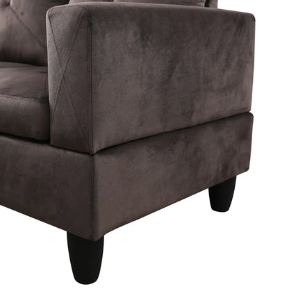 L-Shape Sectional Sofa: 3 - Piece L- Shaped Upholstered Living Room Sectional Sofa(Chocolate Microfiber/Microsuede)