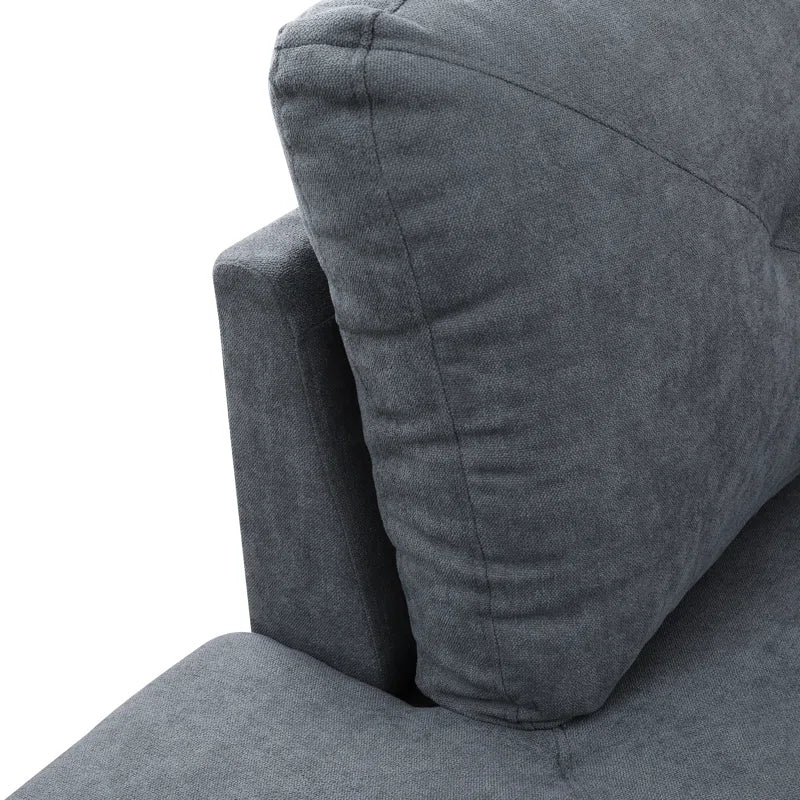 L-Shape Sectional Sofa: 3 - Piece L- Shaped Upholstered Living Room Sectional Sofa(Dark Gray Polyester Blend)