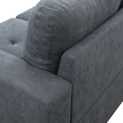 L-Shape Sectional Sofa: 3 - Piece L- Shaped Upholstered Living Room Sectional Sofa(Dark Gray Polyester Blend)